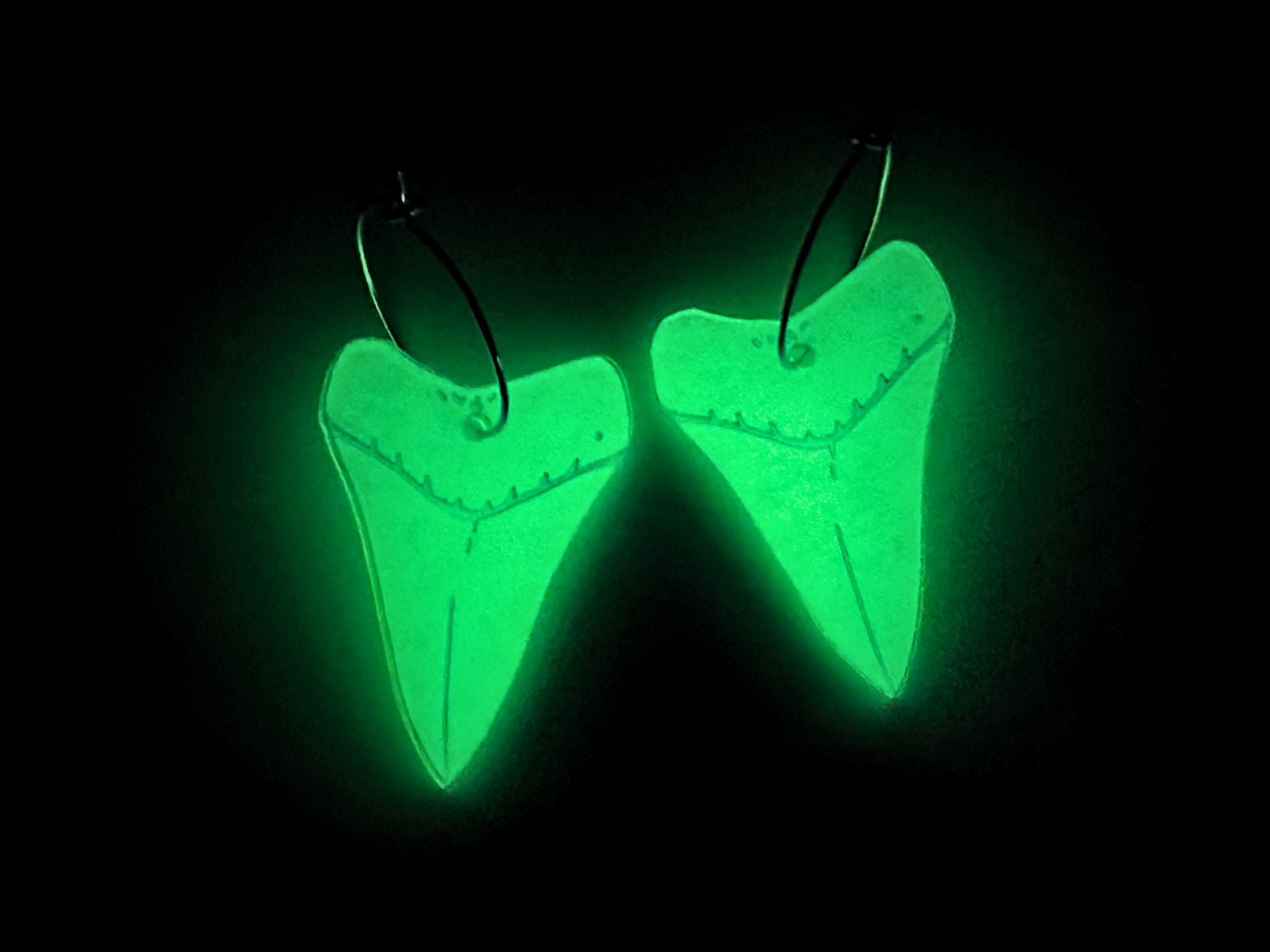 Shark Tooth Dangle Earrings | Iridescent Glow