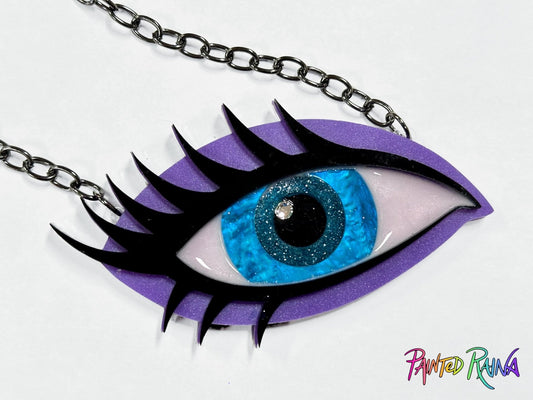 Judy Blue Eye Necklace - Purple and Teal - Painted Raina