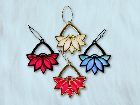Lotus Flower Earrings - Painted Raina