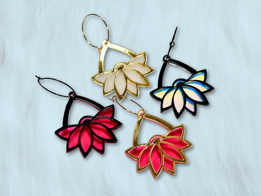 Lotus Flower Earrings - Painted Raina