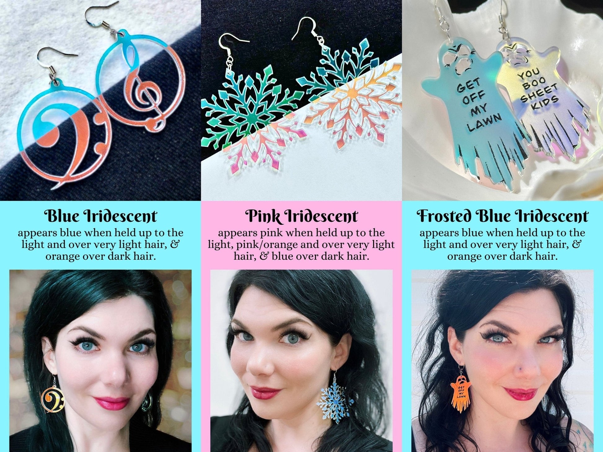 Luna Moth Necklace | Iridescent Acrylic Statement Bib Necklace With Celestial Glow - Painted Raina