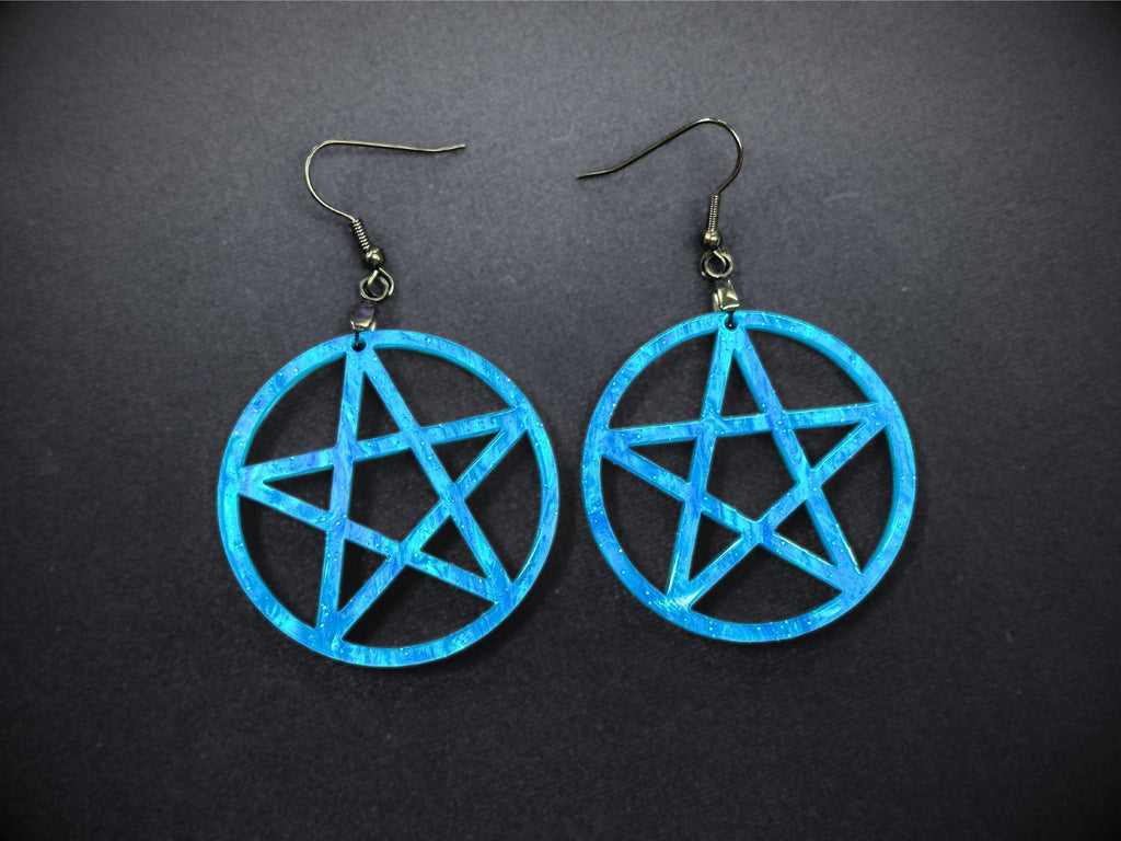 Marbled Pearl Pentagram Earrings