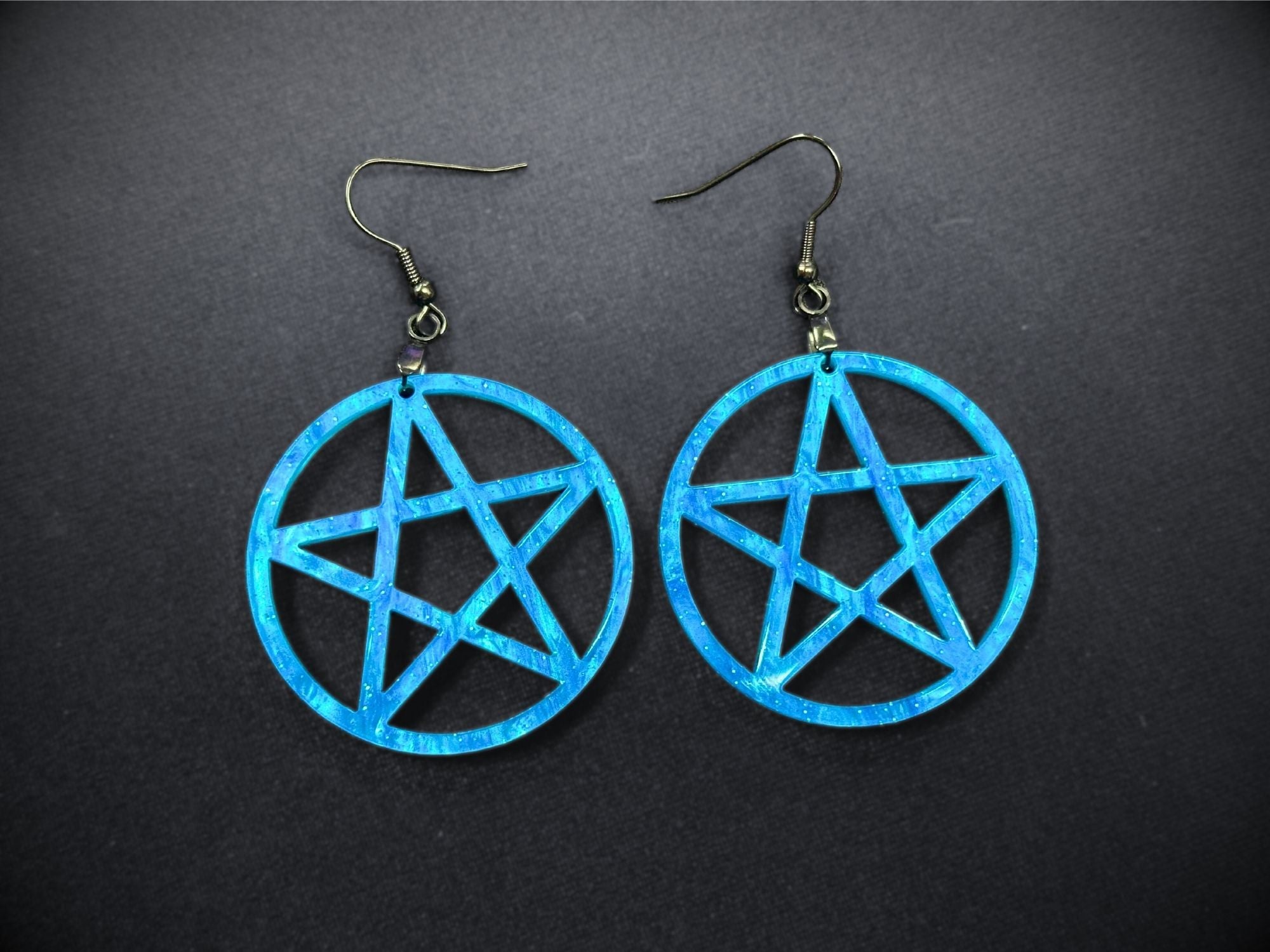 Marbled Pearl Pentagram Earrings