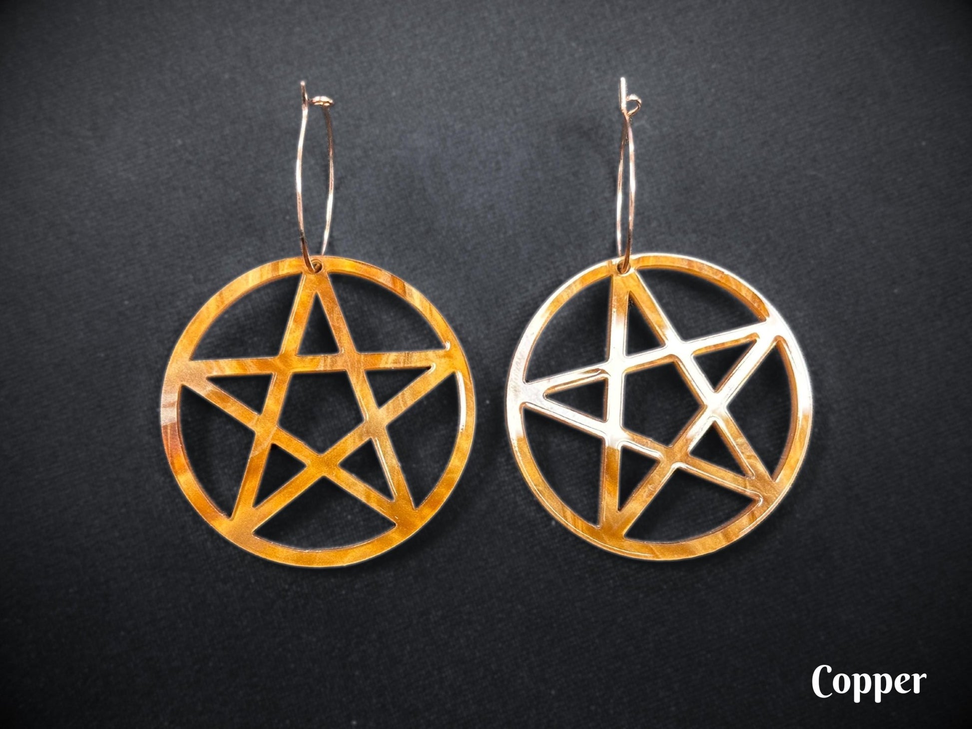 Marbled Pentagram Earrings - Everyday Size - Painted Raina