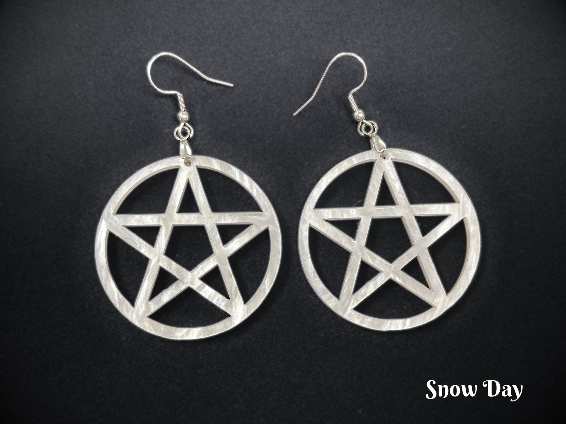 Marbled Pentagram Earrings - Everyday Size - Painted Raina