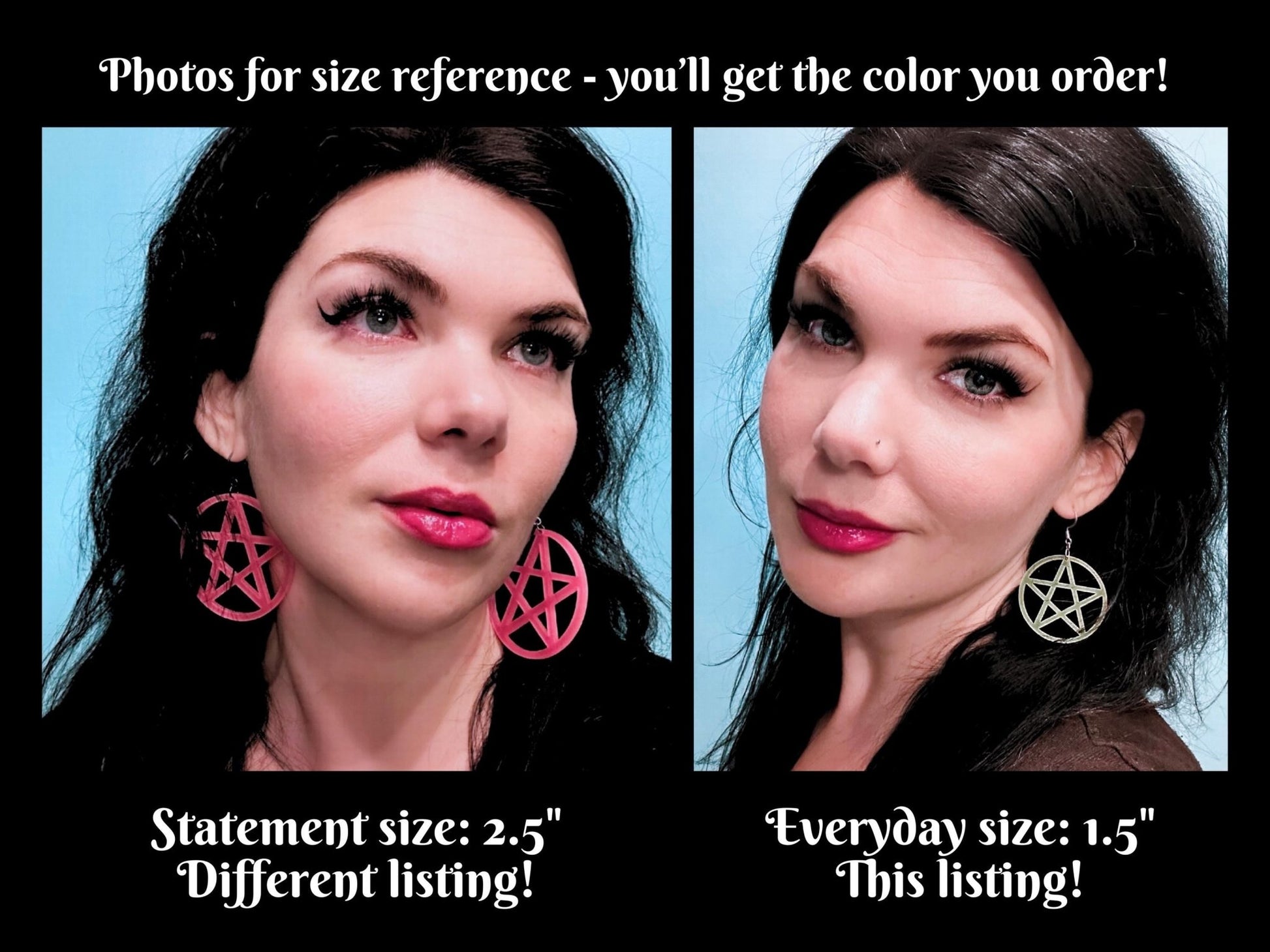 Marbled Pentagram Earrings - Everyday Size - Painted Raina