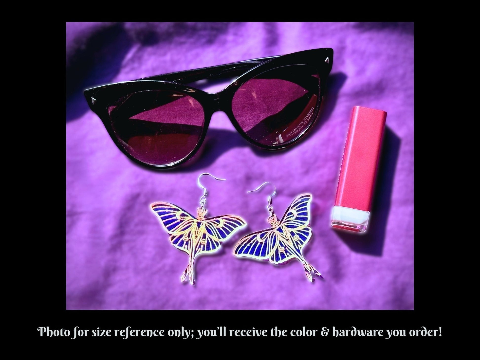 Midnight Prism Luna Moth Earrings - Painted Raina