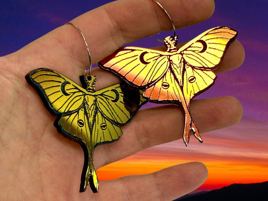Midnight Prism Luna Moth Earrings - Painted Raina