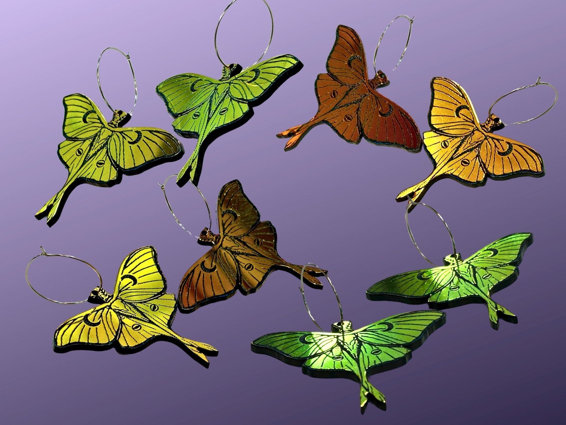 Midnight Prism Luna Moth Earrings - Painted Raina