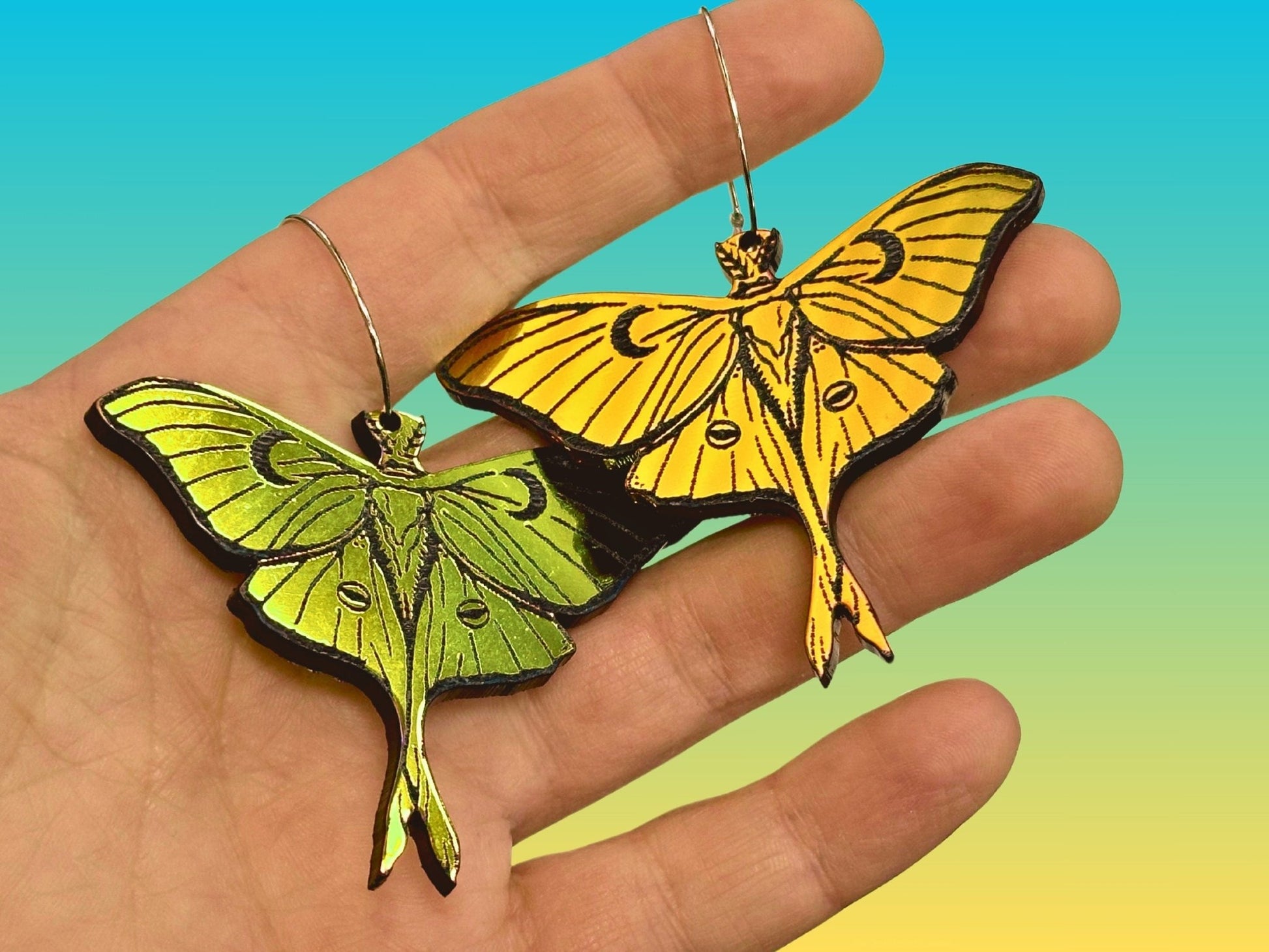 Midnight Prism Luna Moth Earrings - Painted Raina