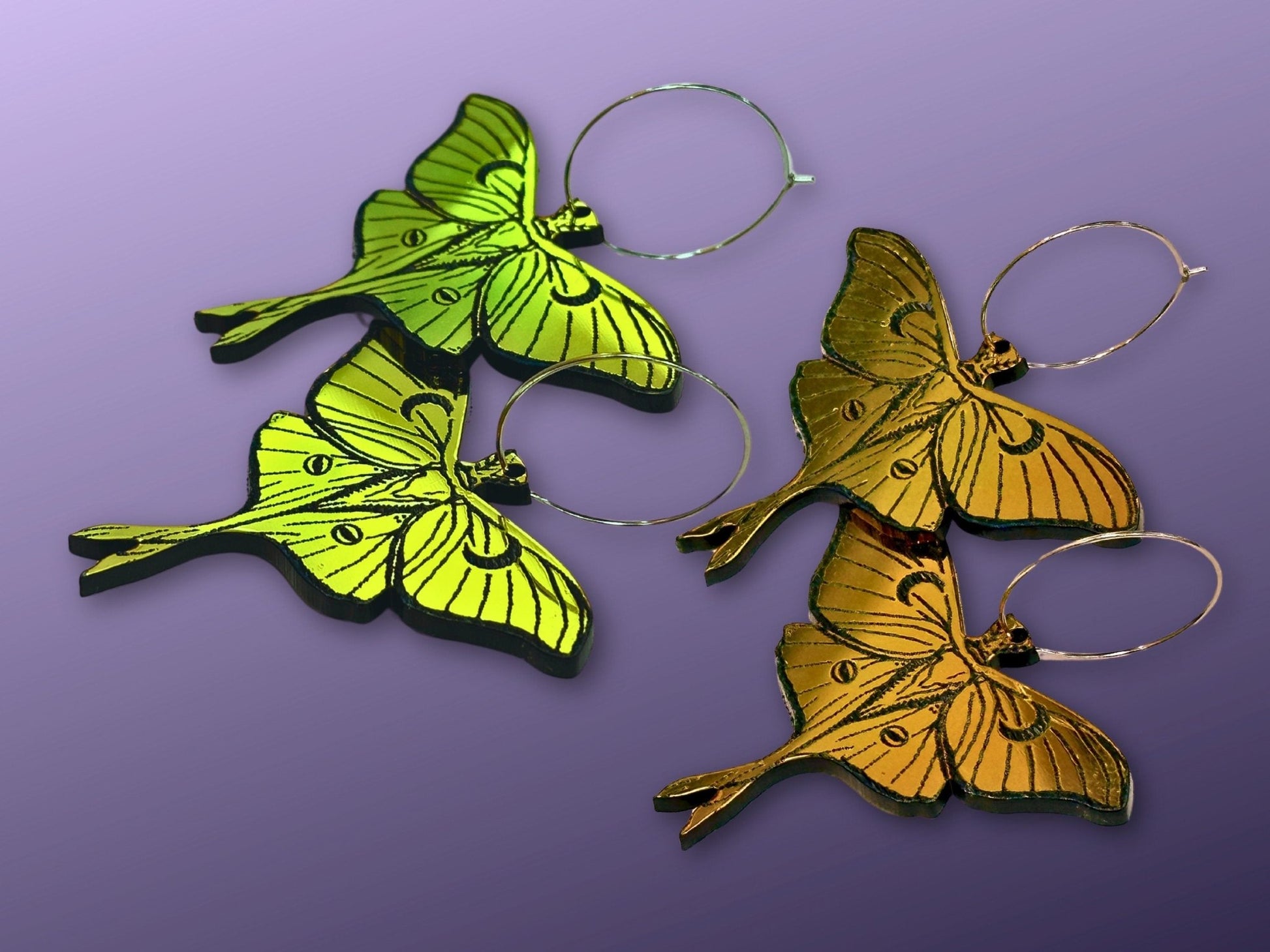 Midnight Prism Luna Moth Earrings - Painted Raina