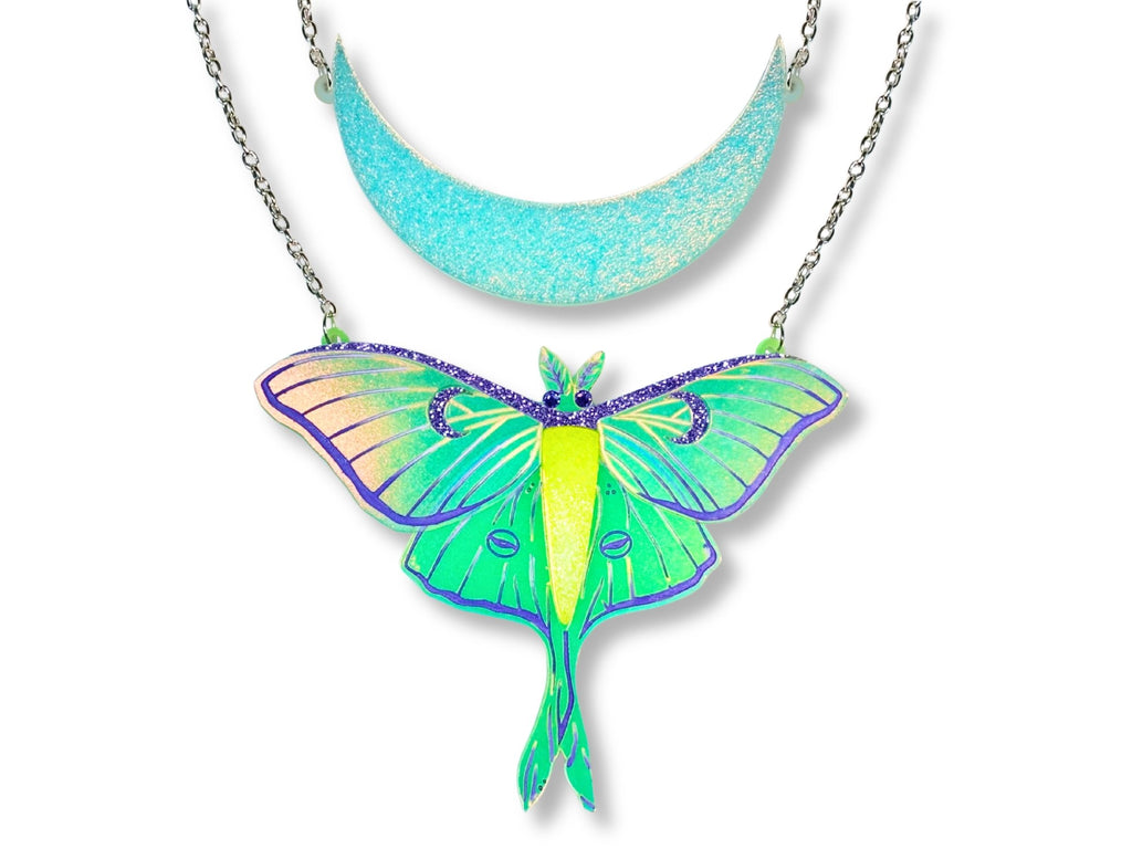 The Moonwake Relic | Luna Moth Statement Necklace