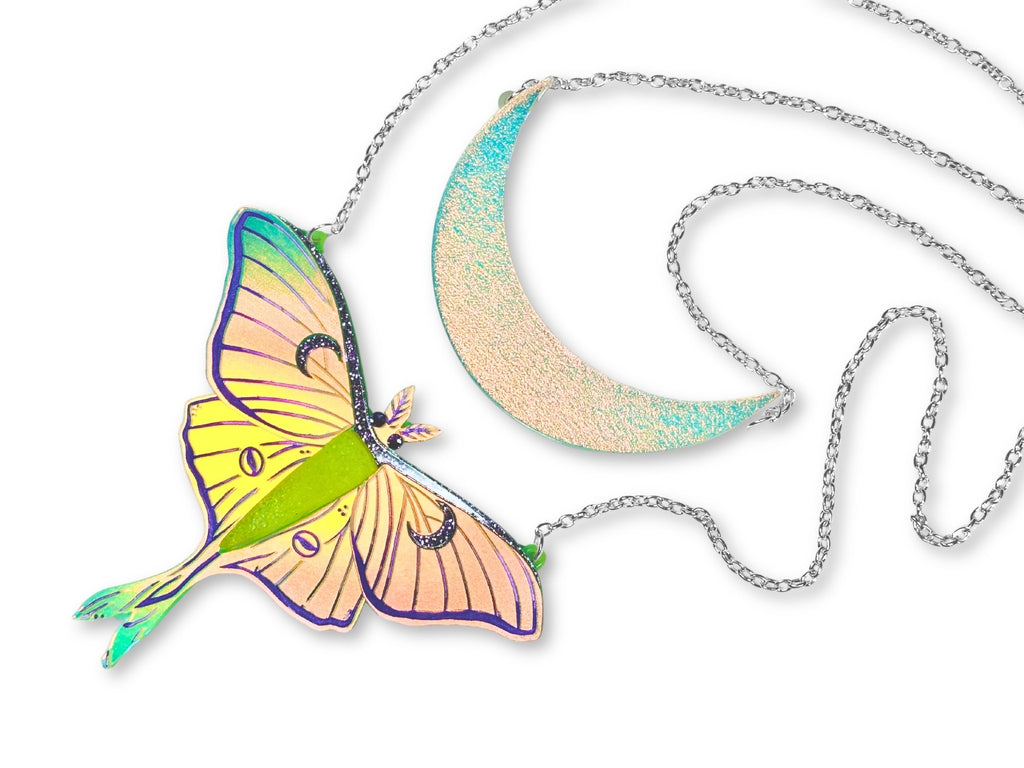 The Moonwake Relic | Luna Moth Statement Necklace