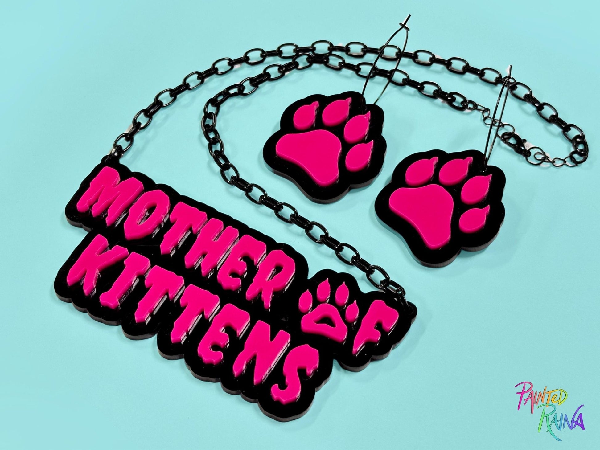 Mother of Kittens Jewelry Set - Painted Raina