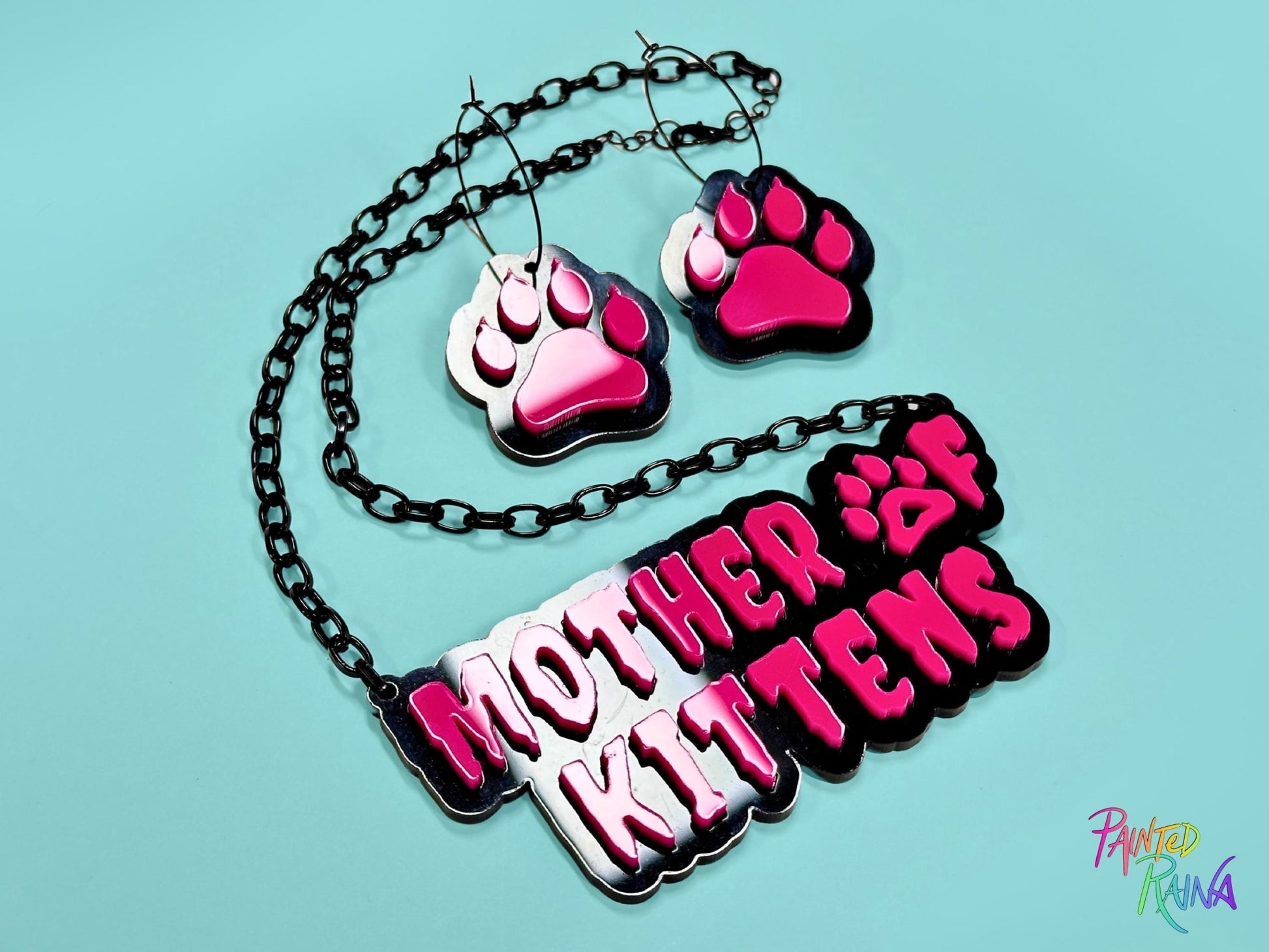 Mother of Kittens Jewelry Set - Painted Raina
