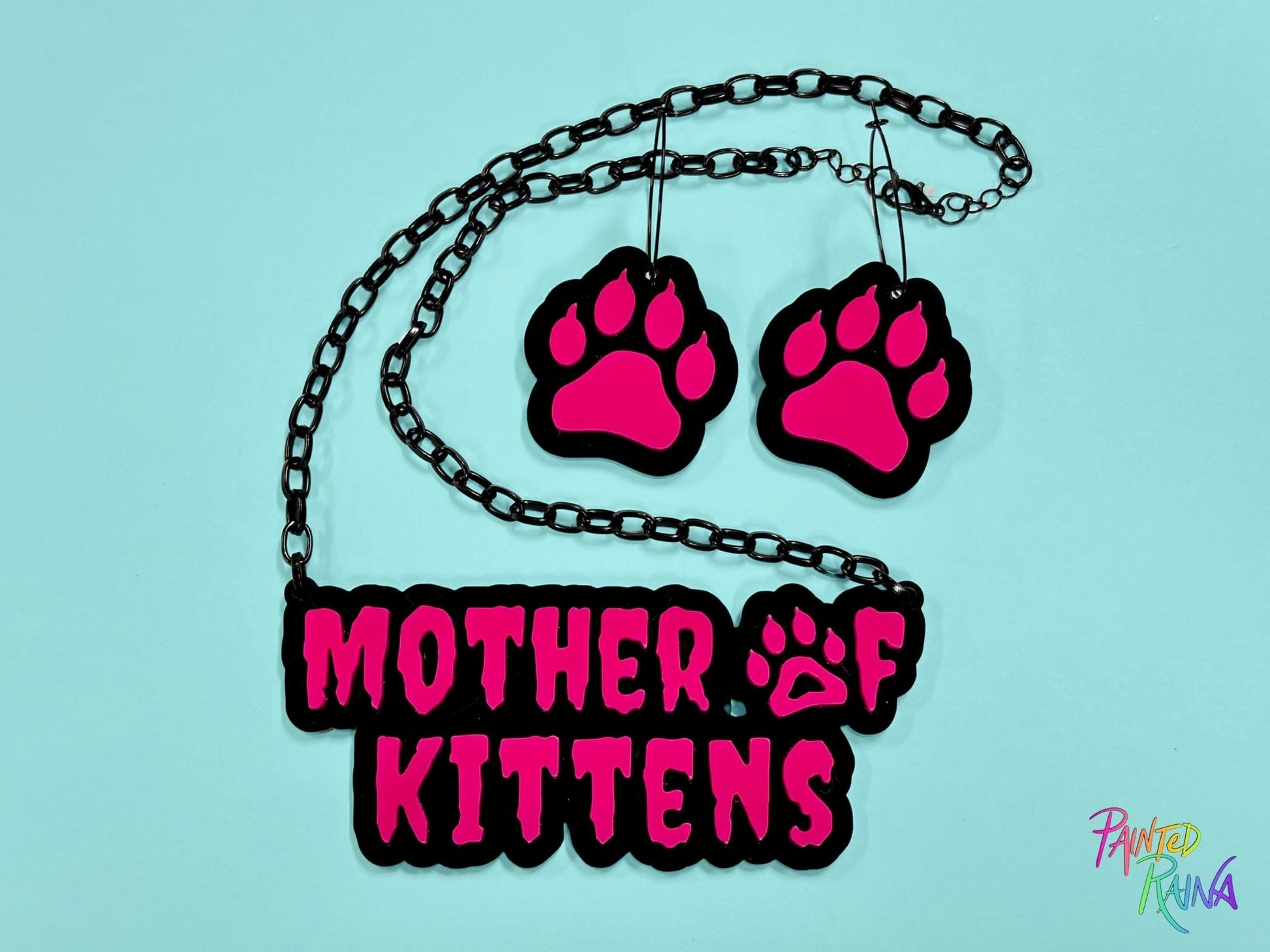 Mother of Kittens Jewelry Set - Painted Raina