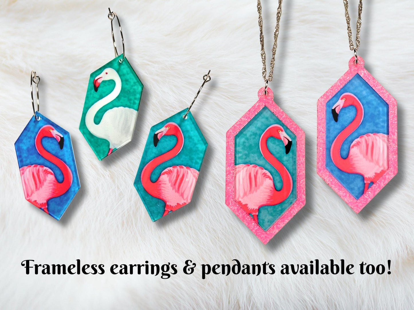 Neon Pink Flamingo Statement Earrings - Painted Raina