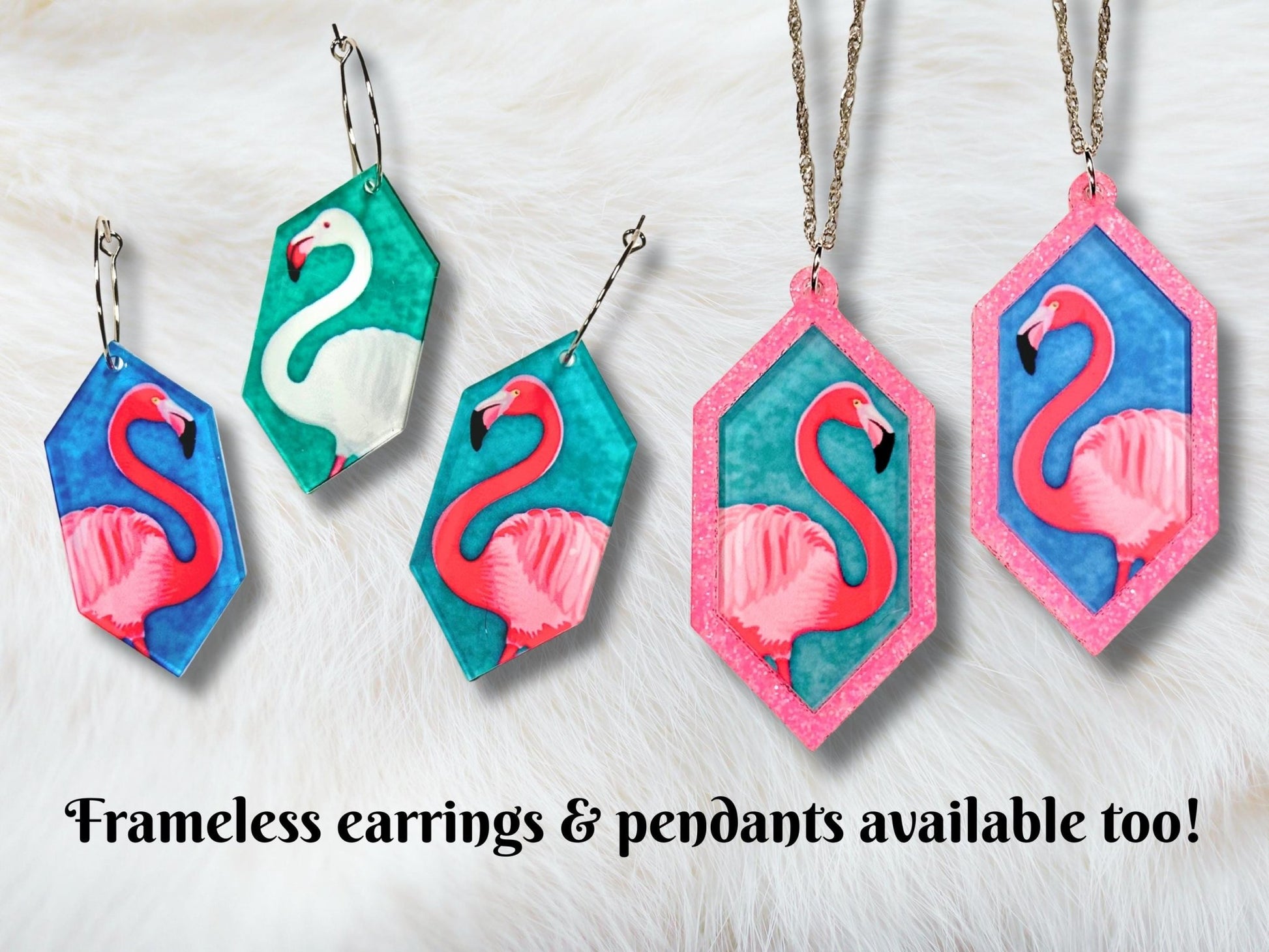 Neon Pink Flamingo Statement Earrings - Painted Raina