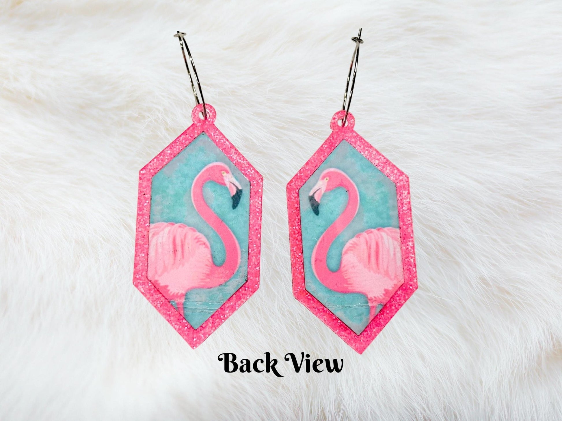 Neon Pink Flamingo Statement Earrings - Painted Raina