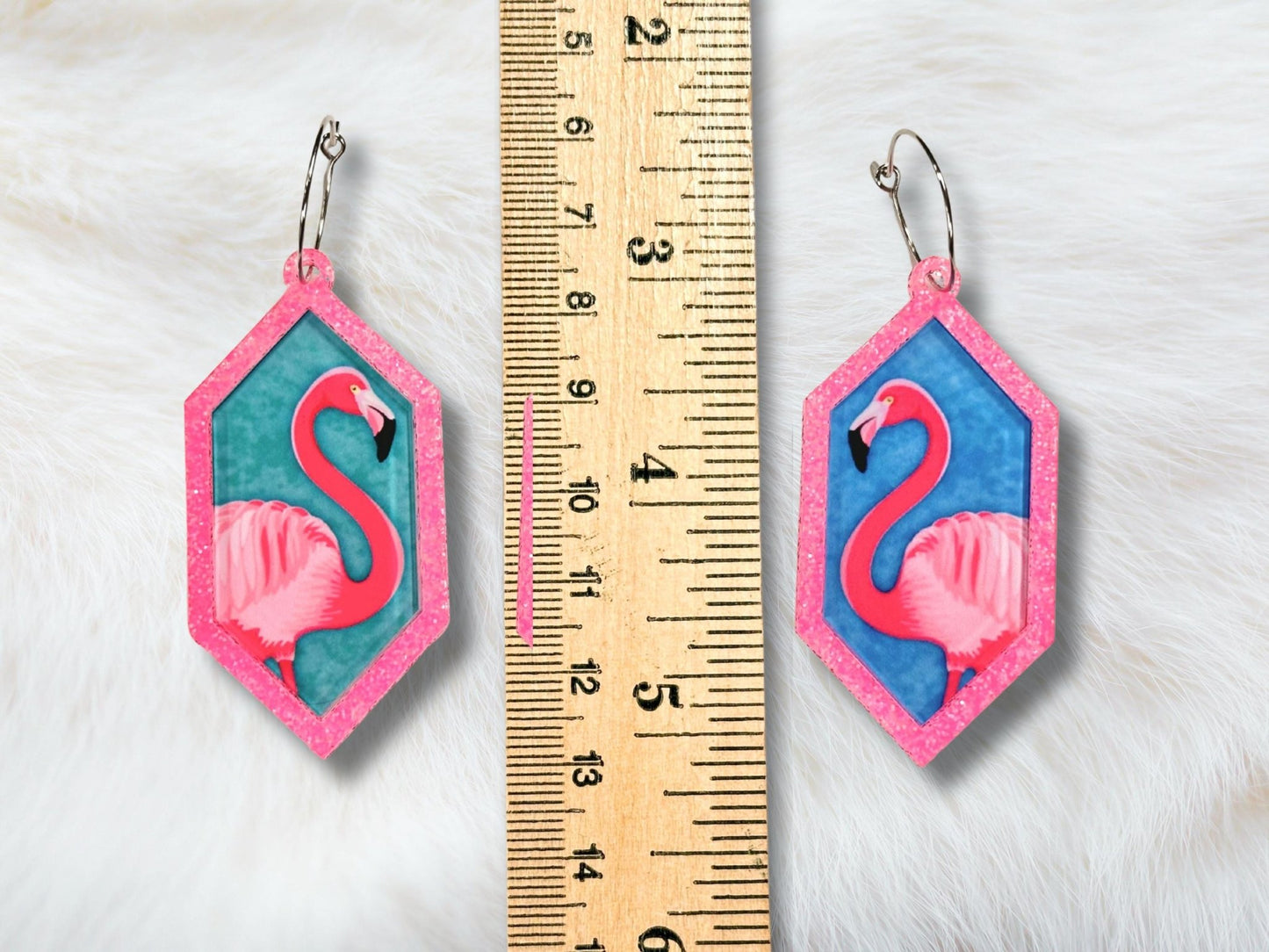 Neon Pink Flamingo Statement Earrings - Painted Raina