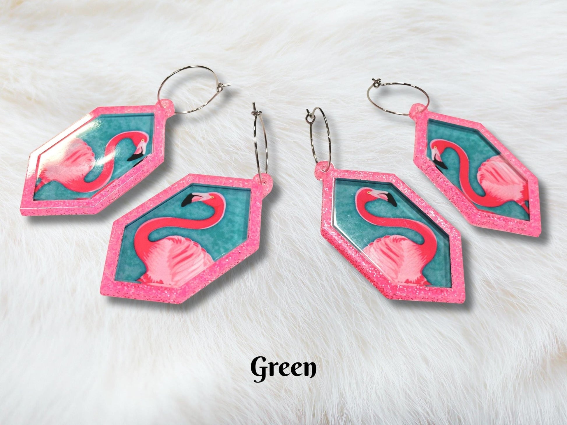 Neon Pink Flamingo Statement Earrings - Painted Raina