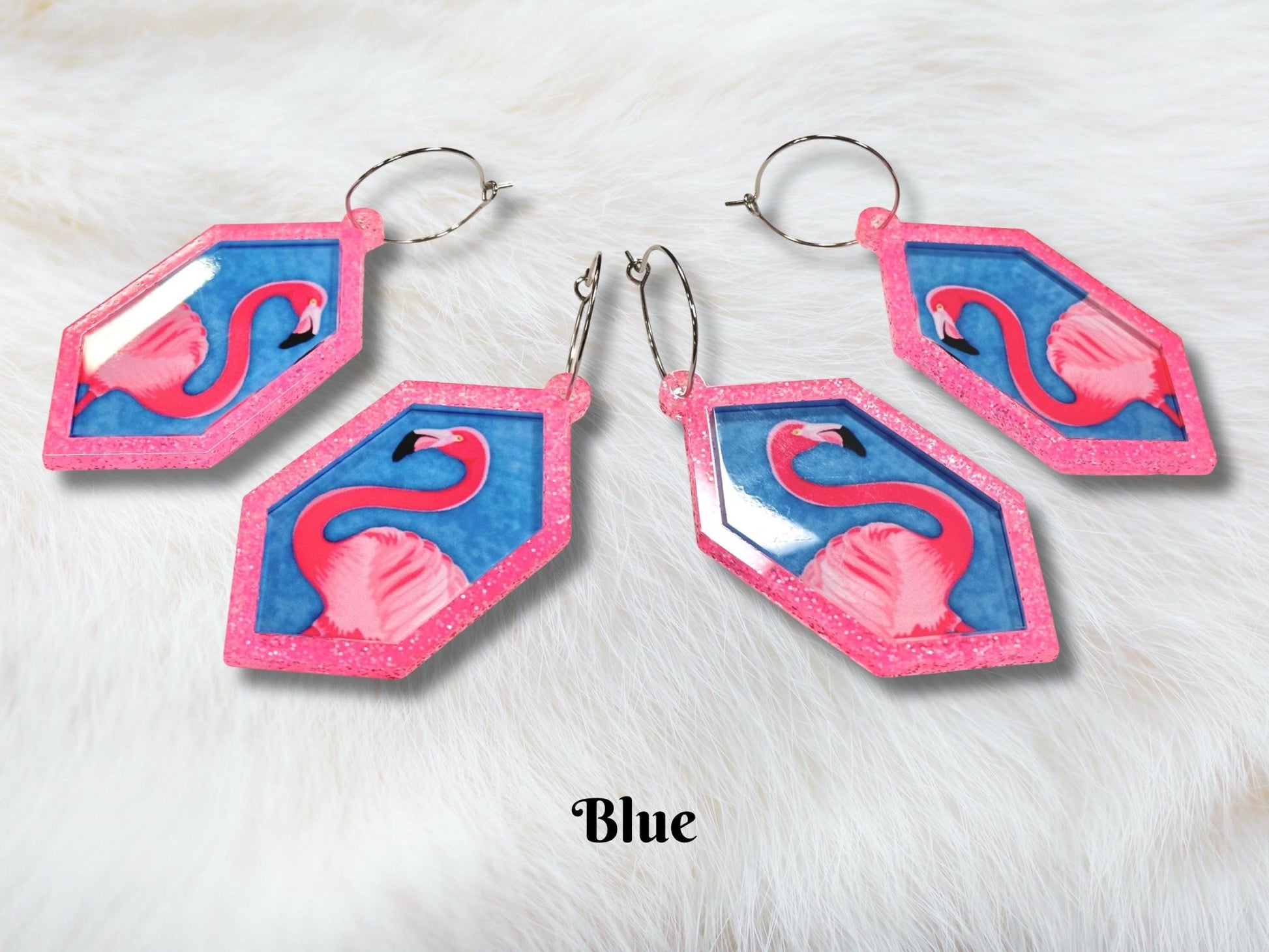 Neon Pink Flamingo Statement Earrings - Painted Raina