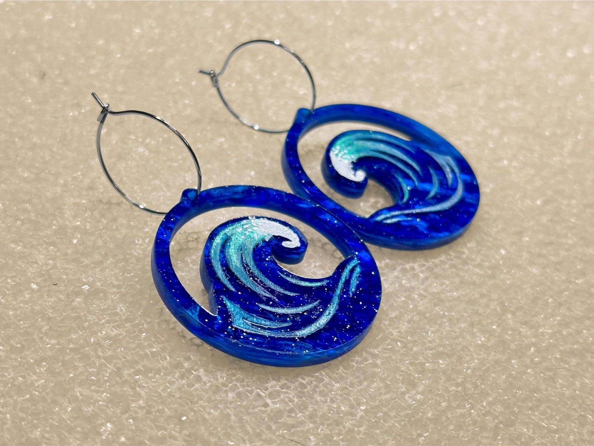 Ocean Wave Earrings - Painted Raina