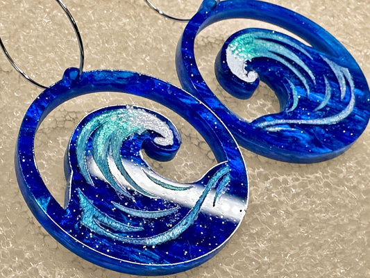 Ocean Wave Earrings - Painted Raina