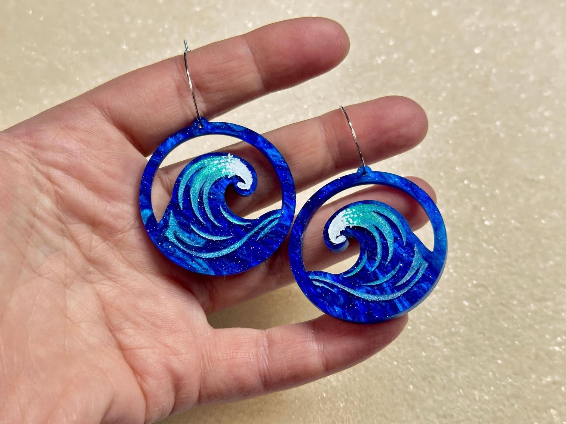 Ocean Wave Earrings - Painted Raina