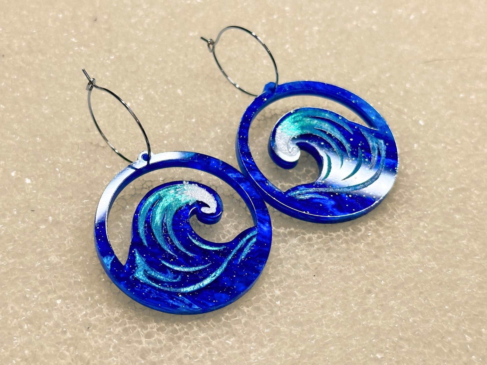 Ocean Wave Earrings - Painted Raina