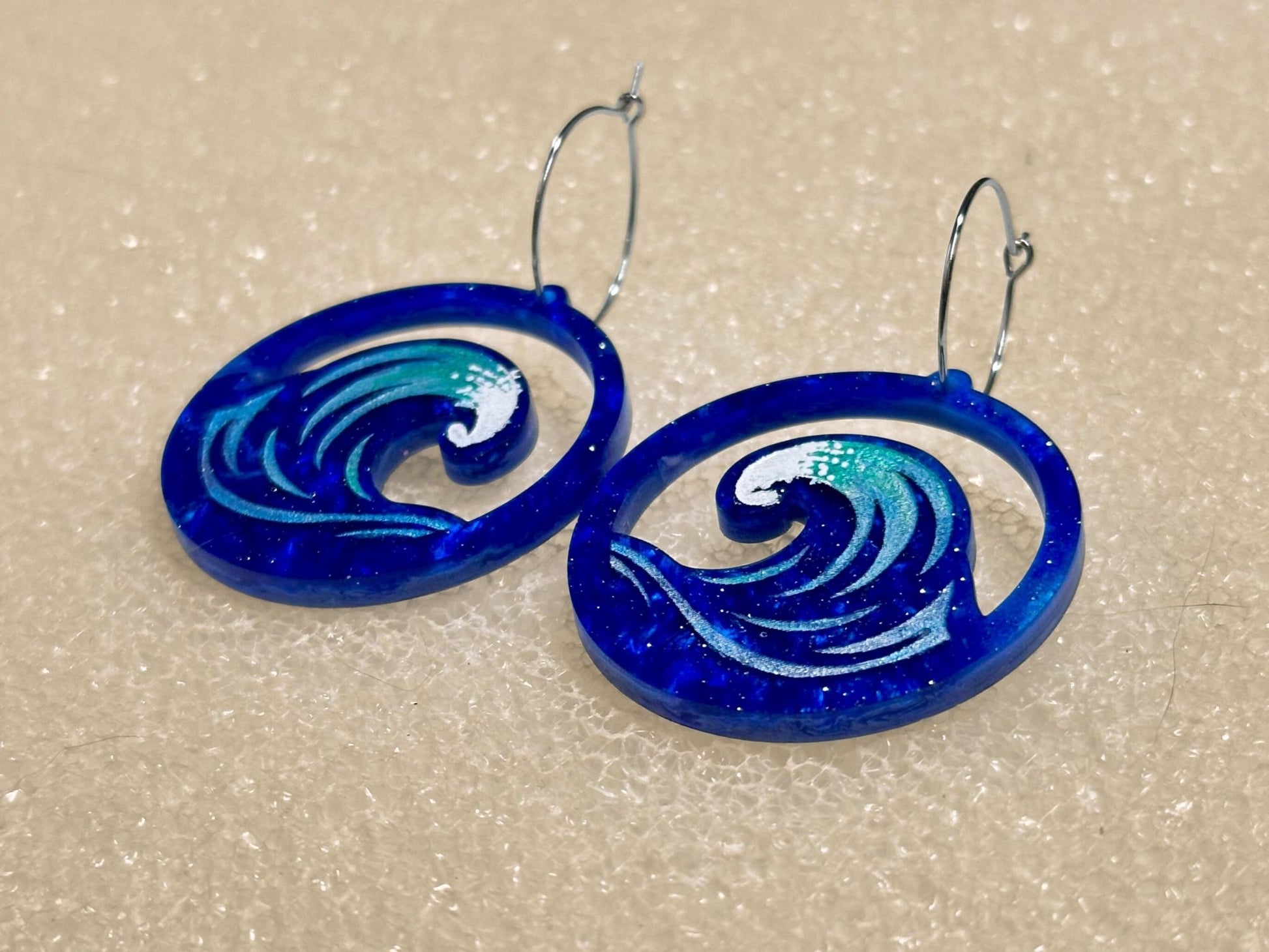 Ocean Wave Earrings - Painted Raina