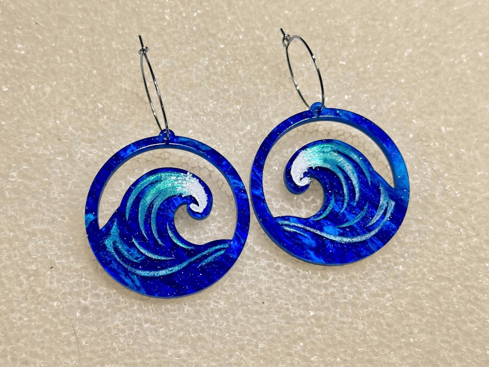 Ocean Wave Earrings - Painted Raina