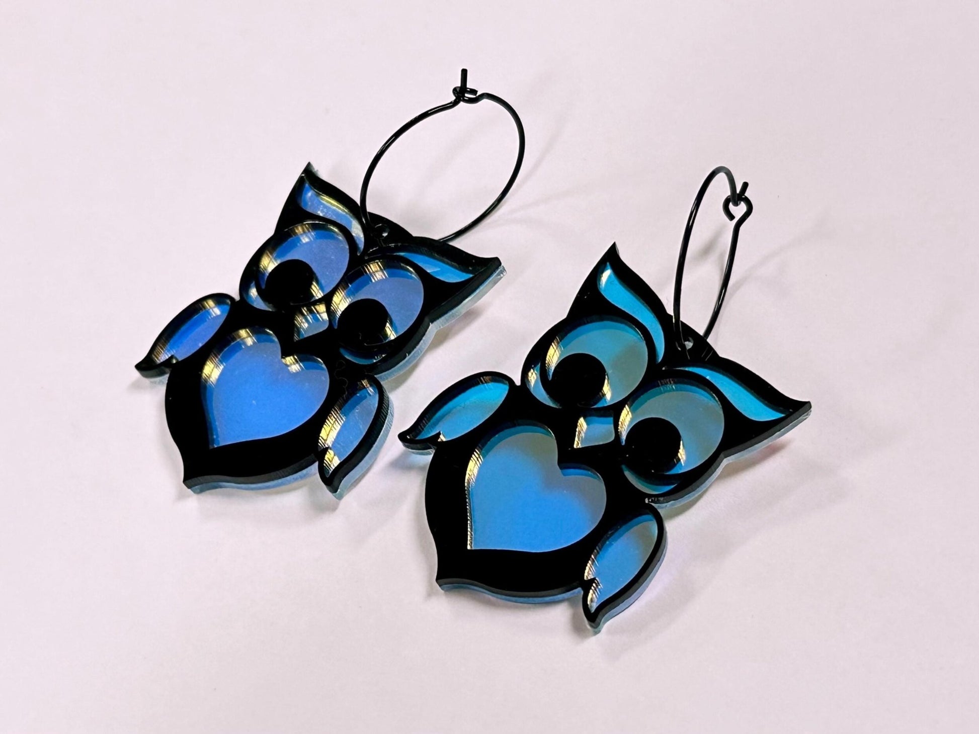 Owl Heart Earrings - Painted Raina