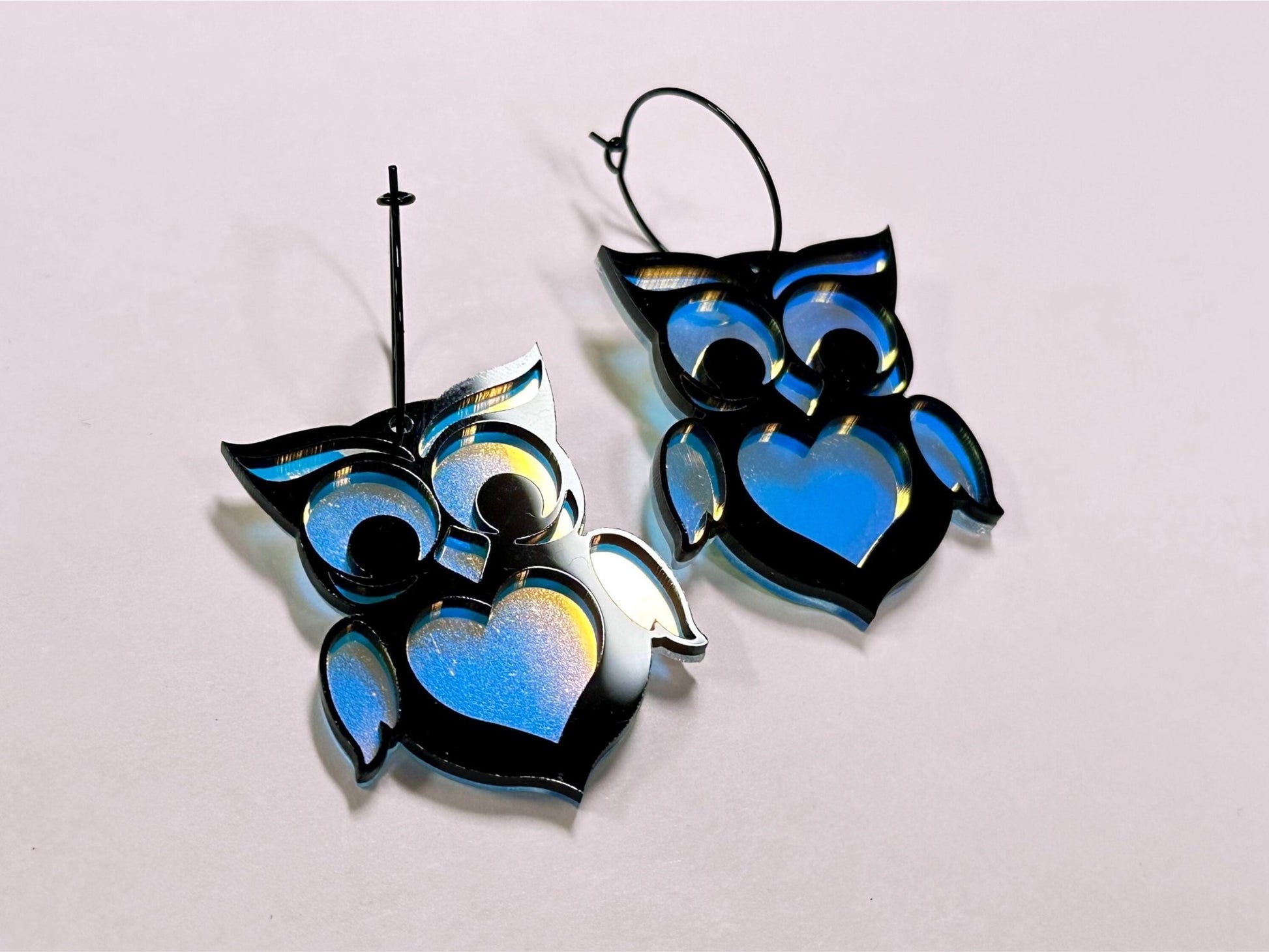 Owl Heart Earrings - Painted Raina
