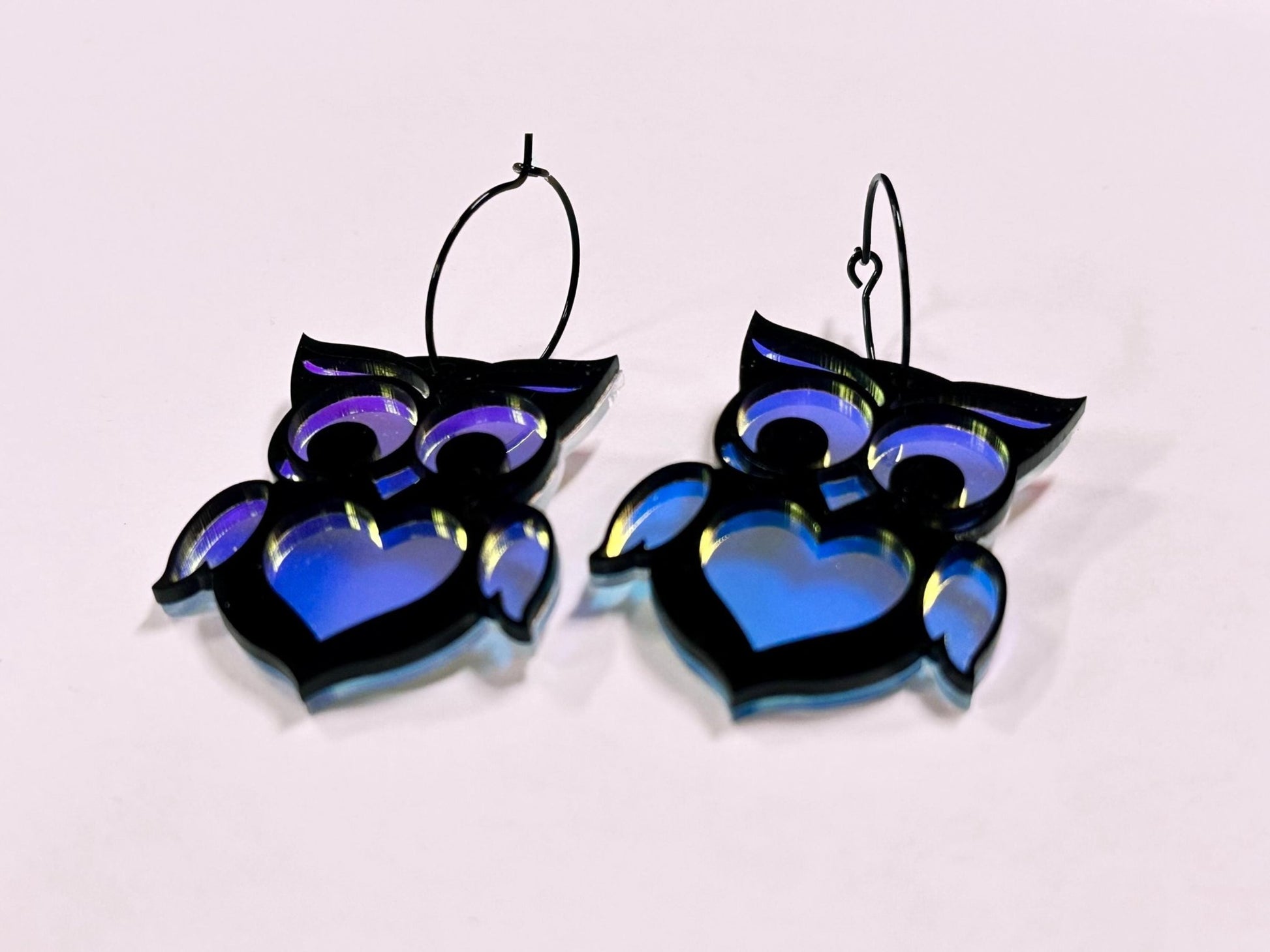 Owl Heart Earrings - Painted Raina