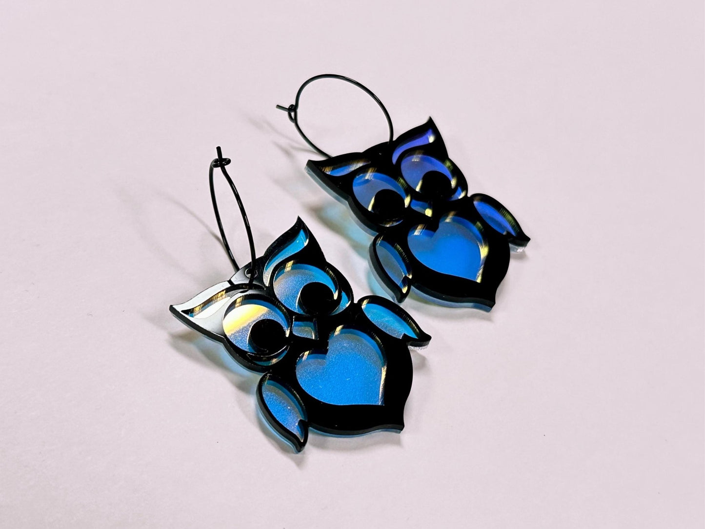 Owl Heart Earrings - Painted Raina