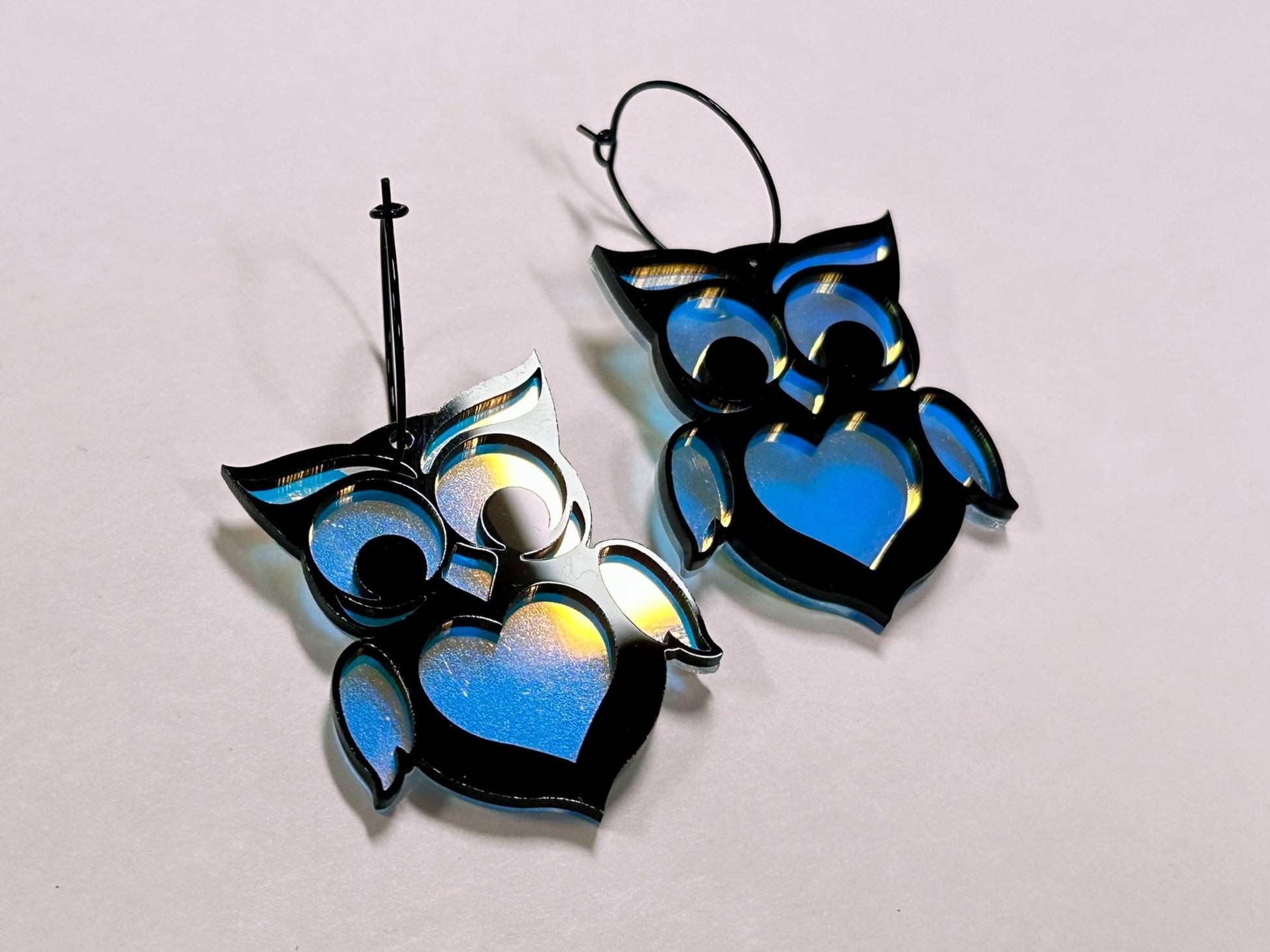 Owl Heart Earrings - Painted Raina
