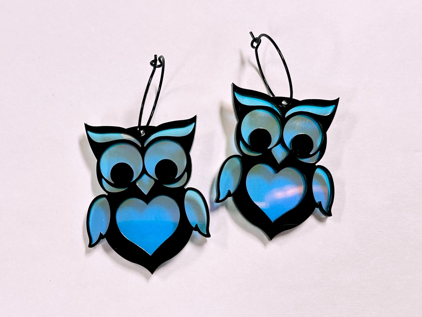 Owl Heart Earrings - Painted Raina
