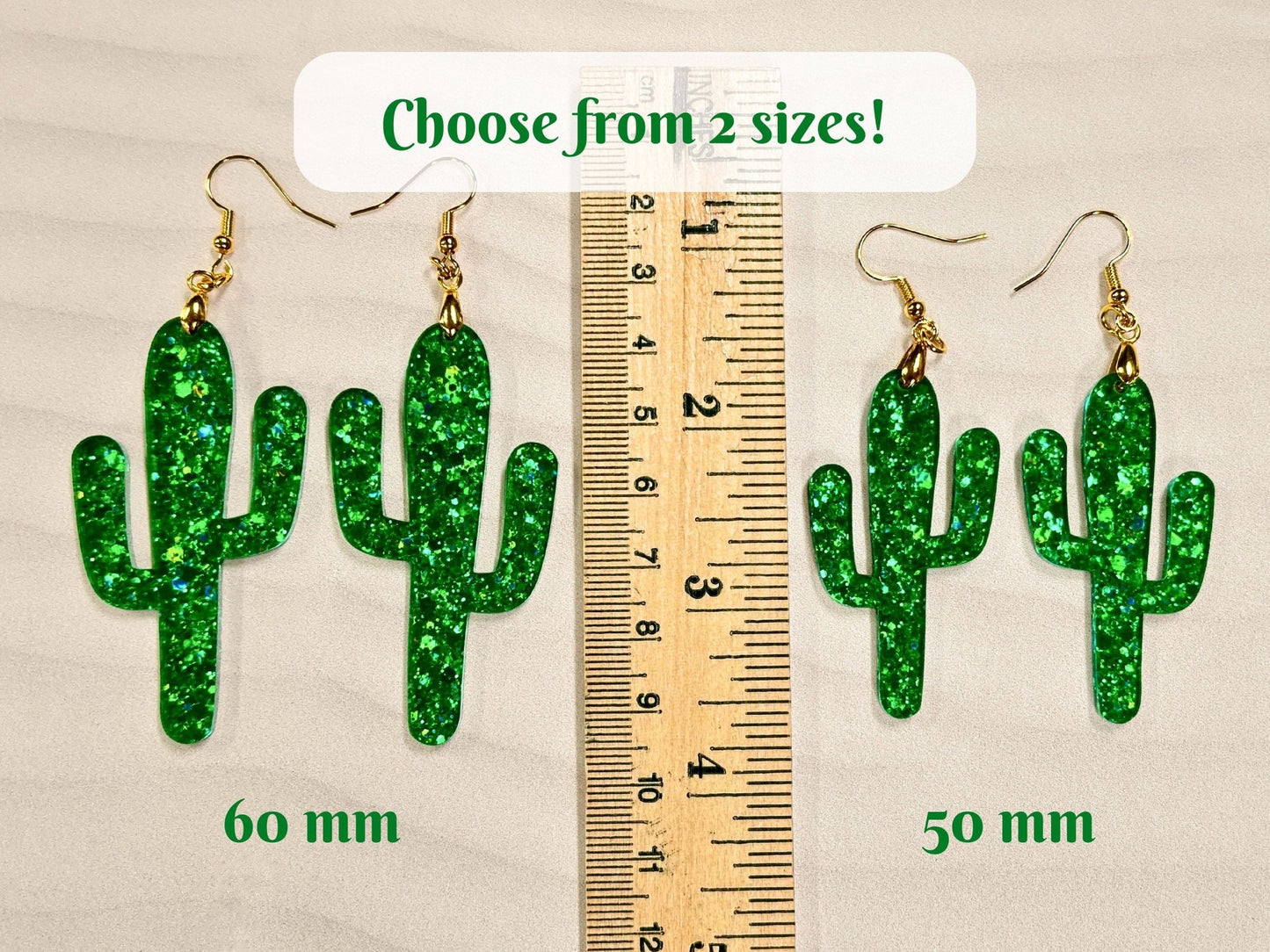 Pastel Glitter Cactus Earrings - Painted Raina