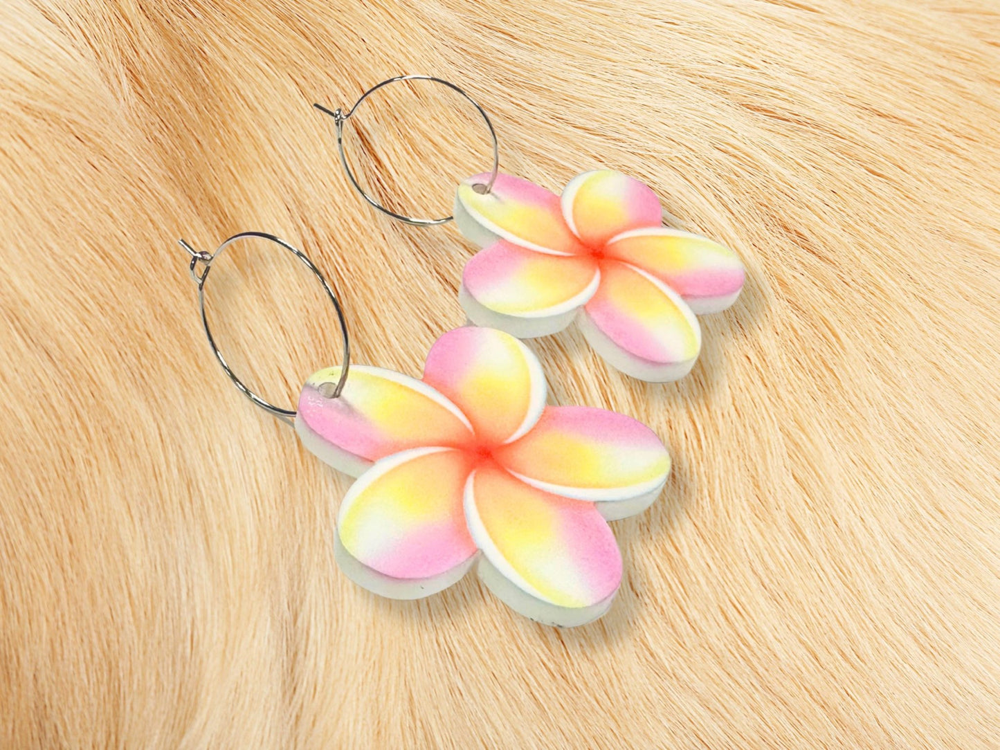 Plumeria Flower Earrings - Painted Raina