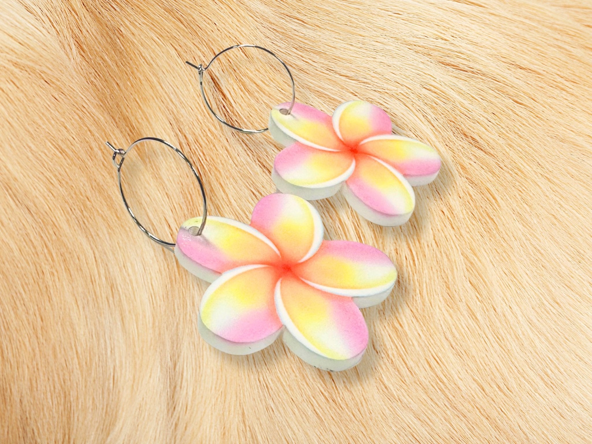 Plumeria Flower Earrings - Painted Raina