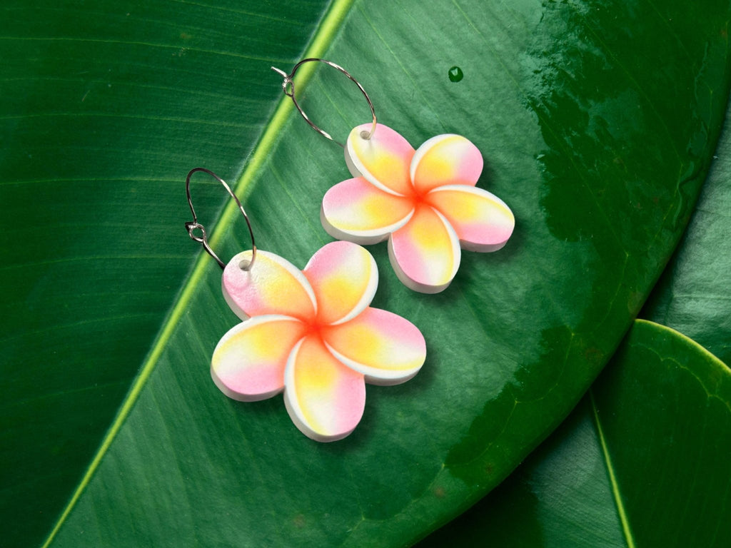 Plumeria Flower Earrings - Painted Raina