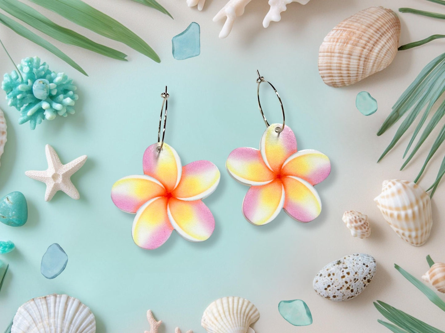 Plumeria Flower Earrings - Painted Raina