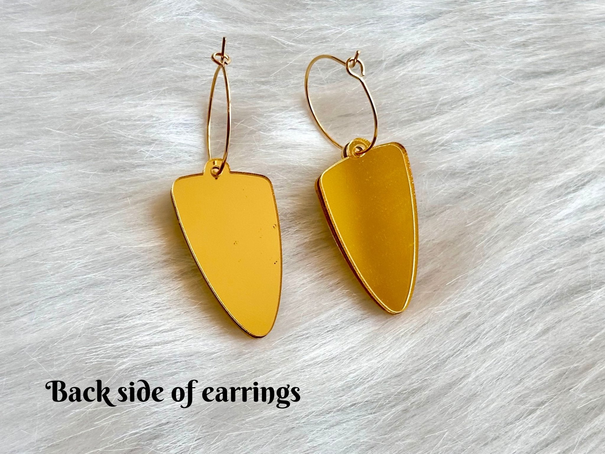 Prism Shield Earrings – Black Sea Dichrolam & Gold Mirror Acrylic - Painted Raina