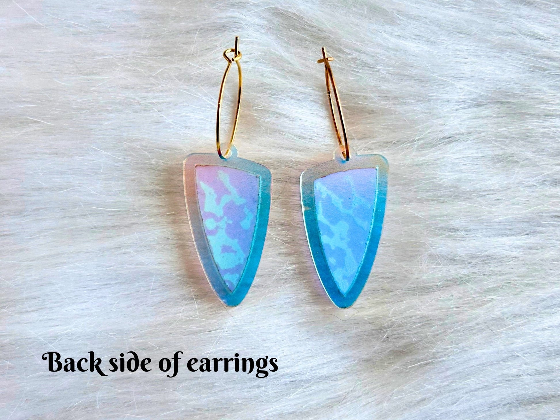 Prism Shield Earrings – Dragon Pearl Dichrolam & Iridescent Frosted Acrylic - Painted Raina
