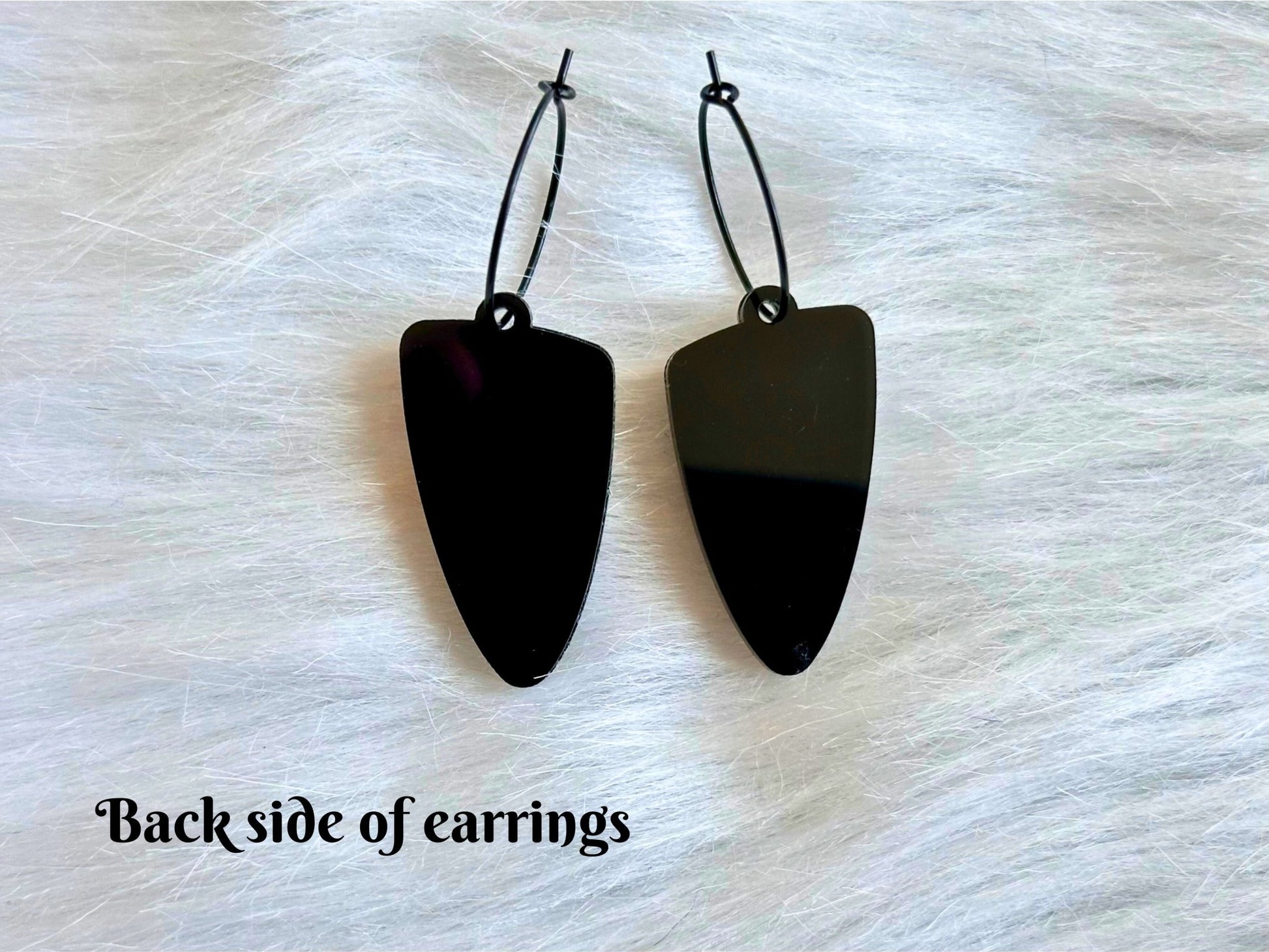 Prism Shield Earrings – Red Burl Dichrolam & Black Acrylic - Painted Raina
