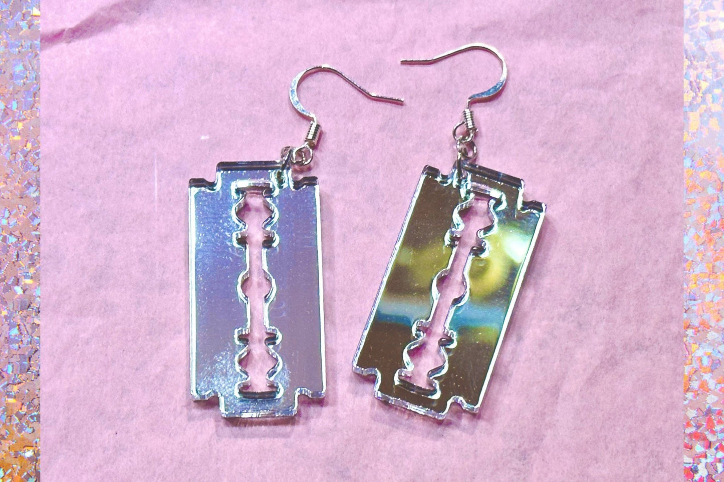 Razorblade Earrings - Painted Raina