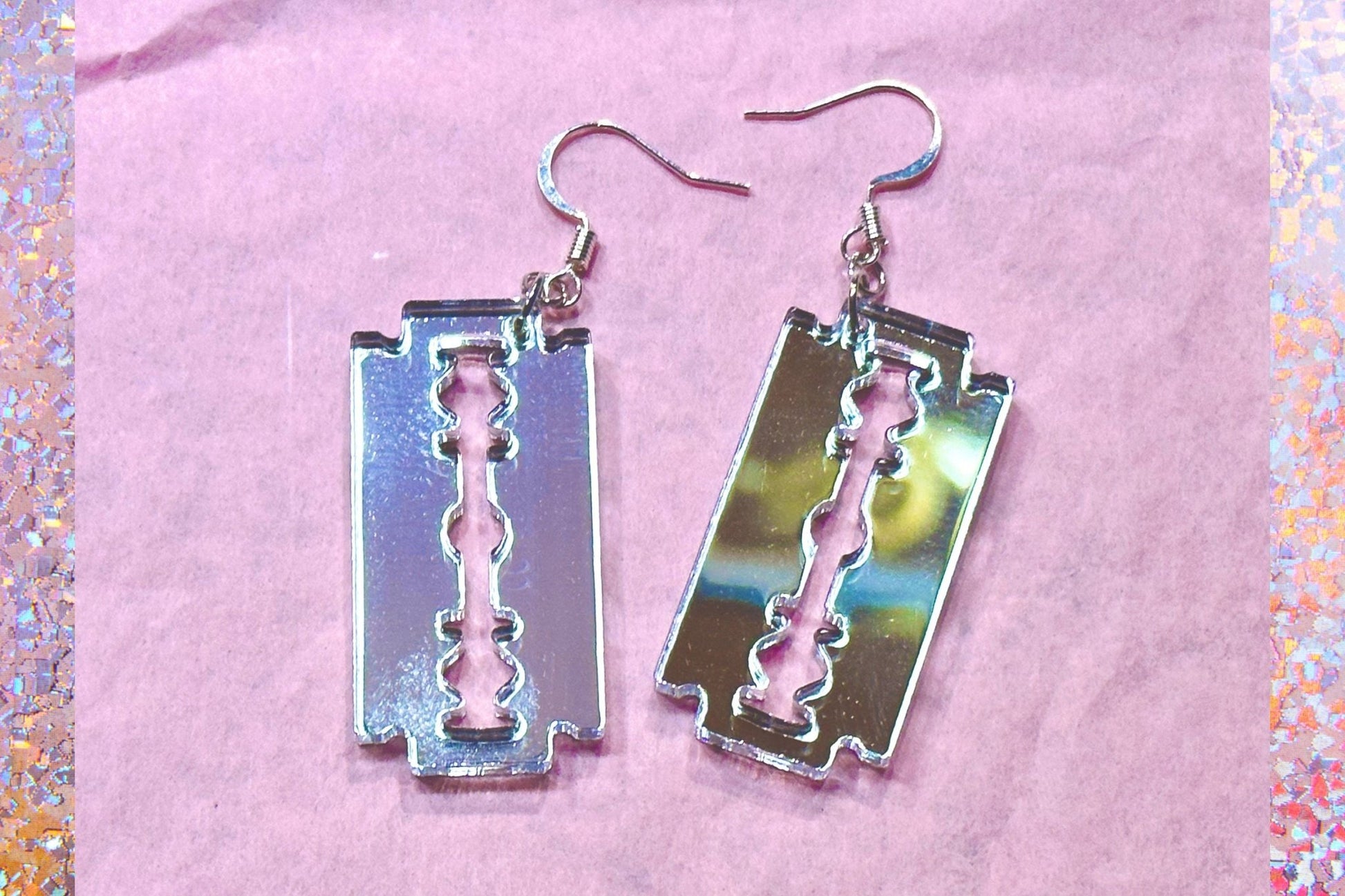 Razorblade Earrings - Painted Raina