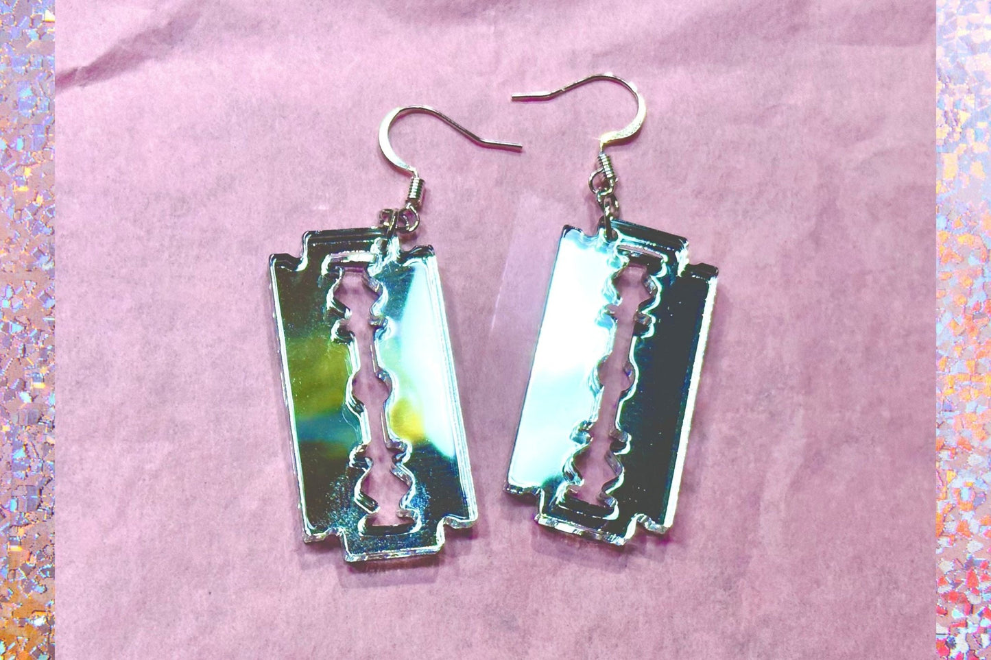Razorblade Earrings - Painted Raina