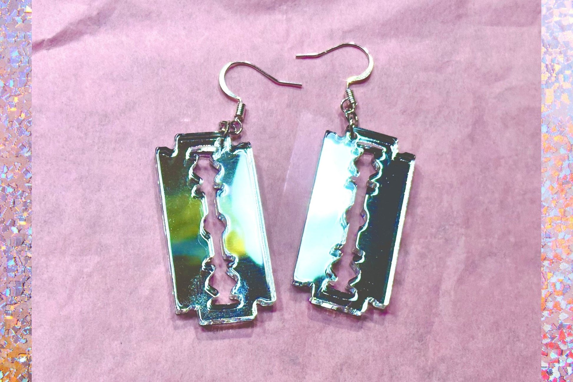 Razorblade Earrings - Painted Raina